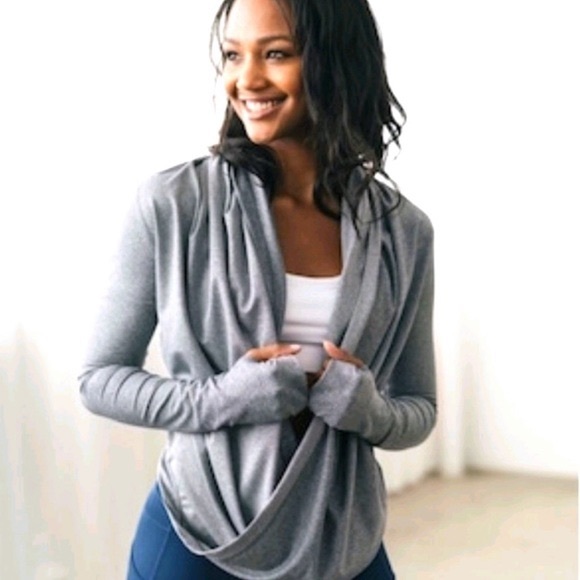 Zyia Haze Yoga Shawl Silver Spacedye - Picture 3 of 11